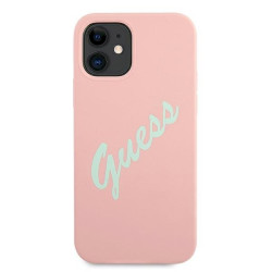 Guess GUHCP12SLSVSPG Silicone Vintage Hardcase for iPhone 12 mini 5,4" / green pink