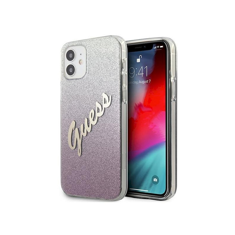 Guess GUHCP12SPCUGLSPI Glitter Gradient Script Hardcase for iPhone 12 mini 5,4" / pink