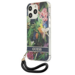 Guess GUHCP13LHFLSB Hardcase Flower Strap for iPhone 13 Pro / 13 6,1" / blue
