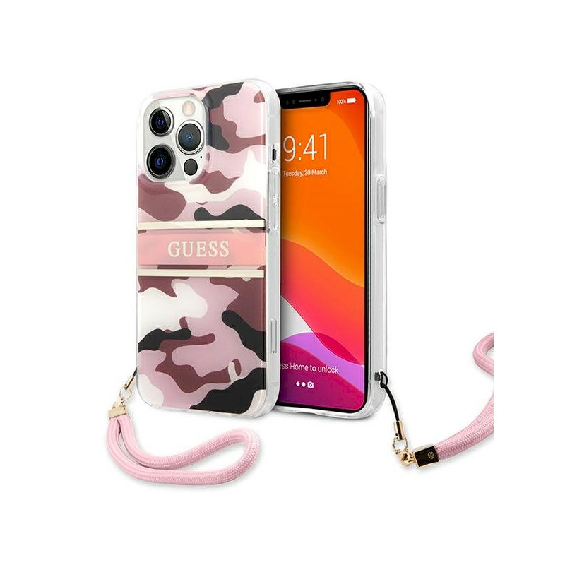 Guess GUHCP13LKCABPI Camo Strap Collection Hardcase for iPhone 13 Pro / 13 6,1" / pink