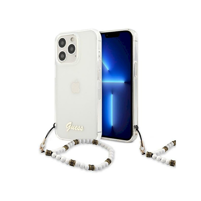 Guess GUHCP13LKPSWH Hardcase for iPhone 13 Pro / 13 6,1" / Transparent White Pearl