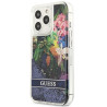Guess GUHCP13LLFLSB Flower Liquid Glitter Hardcase for iPhone 13 Pro / 13 6,1" / blue