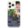 Guess GUHCP13LLFLSB Flower Liquid Glitter Hardcase for iPhone 13 Pro / 13 6,1" / blue