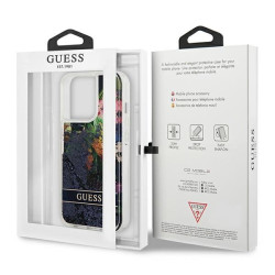 Guess GUHCP13LLFLSB Flower Liquid Glitter Hardcase for iPhone 13 Pro / 13 6,1" / blue