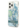 Guess GUHCP13LLFLSN Flower Liquid Glitter Hardcase for iPhone 13 Pro / 13 6,1" / green