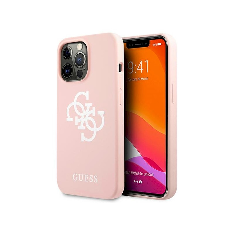 Guess GUHCP13LLS4GWPI Silicone 4G Logo Hard Case for iPhone 13 Pro / 13 6,1" / pink