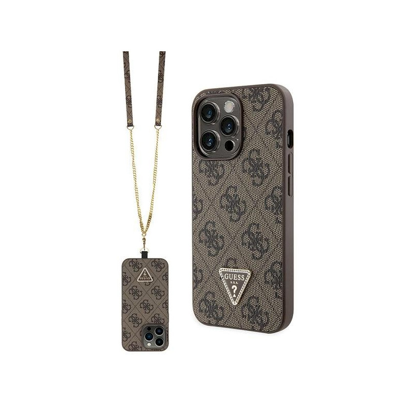 Guess GUHCP13LP4TDSCPW Hardcase Crossbody 4G Metal Logo for iPhone 13 Pro / 13 6.1" / brown