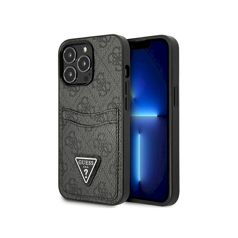 Guess GUHCP13LP4TPK Hardcase 4G Triangle Logo Cardslot for iPhone 13 Pro / 13 6,1" / black