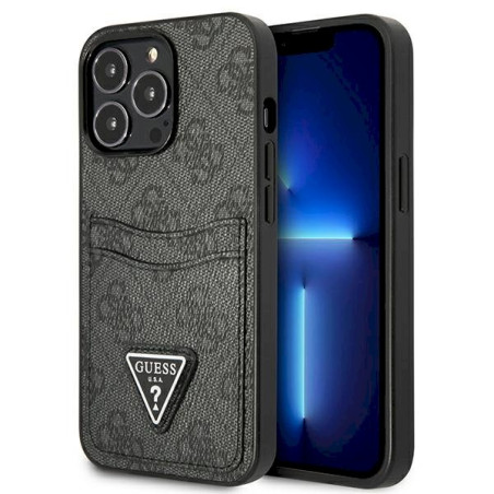 Guess GUHCP13LP4TPK Hardcase 4G Triangle Logo Cardslot for iPhone 13 Pro / 13 6,1" / black