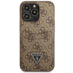Guess GUHCP13LP4TPW Hardcase 4G Triangle Logo Cardslot for iPhone 13 Pro / 13 6,1" / brown