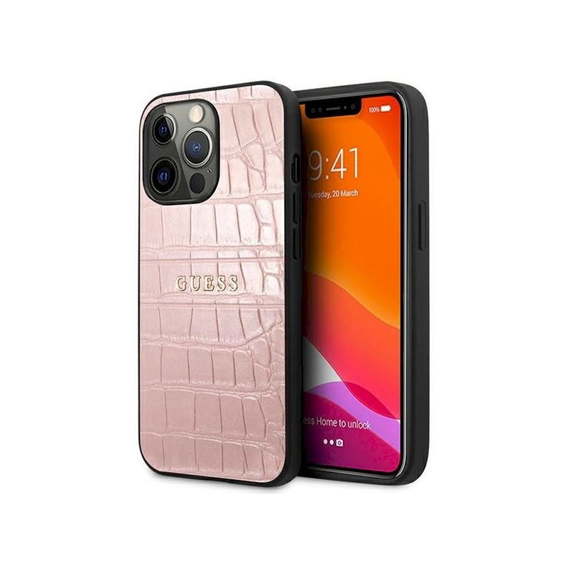 Guess GUHCP13LPCRBPI Croco Strap Collection for iPhone 13 Pro / 13 6,1" / pink