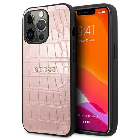 Guess GUHCP13LPCRBPI Croco Strap Collection for iPhone 13 Pro / 13 6,1" / pink