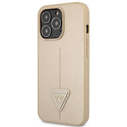 Guess GUHCP13LPSATLE Saffiano Triangle Logo Hardcase for iPhone 13 Pro / 13 6,1" / beige