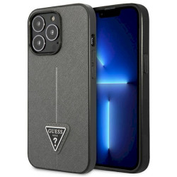 Guess GUHCP13LPSATLG Saffiano Triangle Logo Hardcase for iPhone 13 Pro / 13 6,1" / silver