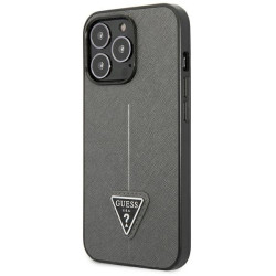 Guess GUHCP13LPSATLG Saffiano Triangle Logo Hardcase for iPhone 13 Pro / 13 6,1" / silver