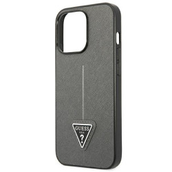 Guess GUHCP13LPSATLG Saffiano Triangle Logo Hardcase for iPhone 13 Pro / 13 6,1" / silver