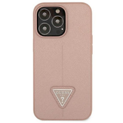 Guess GUHCP13LPSATLP Saffiano Triangle Logo Hardcase for iPhone 13 Pro / 13 6,1" / pink