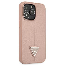 Guess GUHCP13LPSATLP Saffiano Triangle Logo Hardcase for iPhone 13 Pro / 13 6,1" / pink