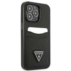 Guess GUHCP13LPSATPK Hardcase Saffiano Triangle Logo Cardslot for iPhone 13 Pro / 13 6,1" / black