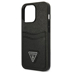 Guess GUHCP13LPSATPK Hardcase Saffiano Triangle Logo Cardslot for iPhone 13 Pro / 13 6,1" / black