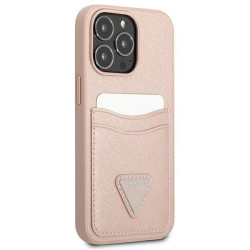 Guess GUHCP13LPSATPP Hardcase Saffiano Triangle Logo Cardslot for iPhone 13 Pro / 13 6,1" / pink
