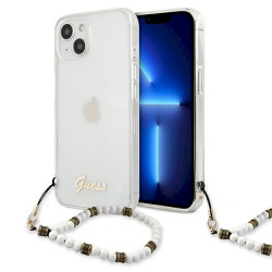 Guess GUHCP13MKPSWH Transparent hardcase for iPhone 13/14/15 6,1" / White Pearl
