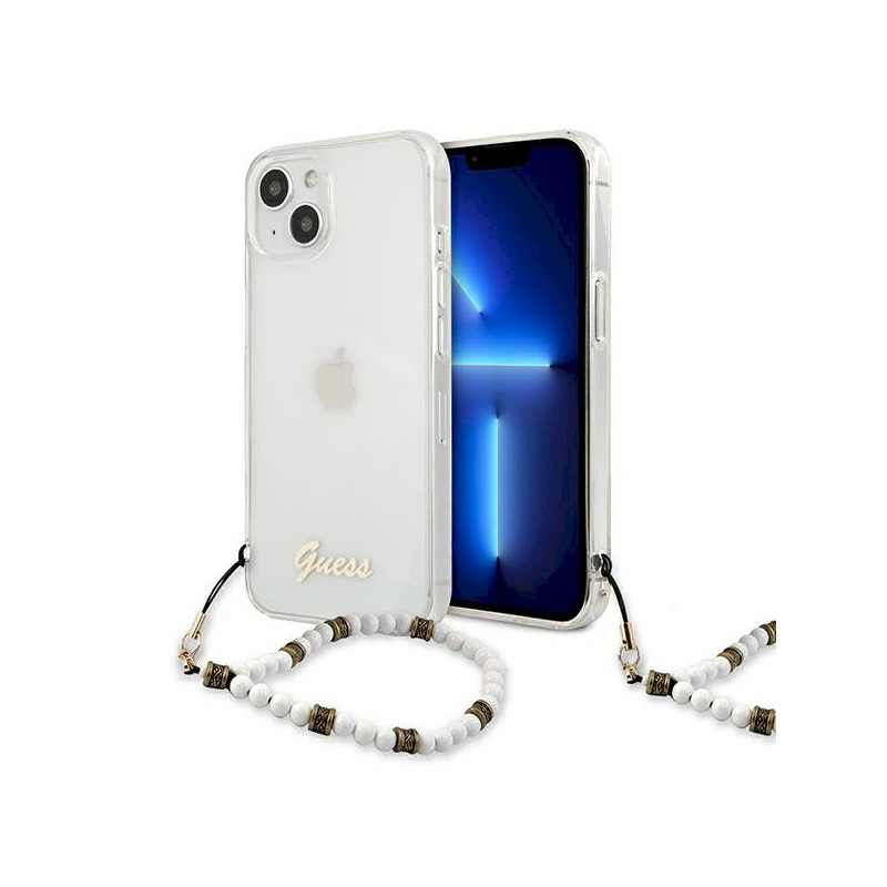 Guess GUHCP13MKPSWH Transparent hardcase for iPhone 13/14/15 6,1" / White Pearl