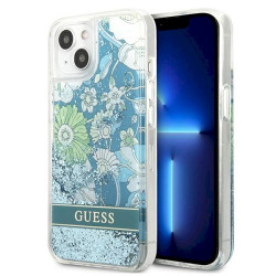 Guess GUHCP13MLFLSN Flower Liquid Glitter Hardcase for iPhone 13/14/15 6,1" / green