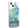 Guess GUHCP13MLFLSN Flower Liquid Glitter Hardcase for iPhone 13/14/15 6,1" / green