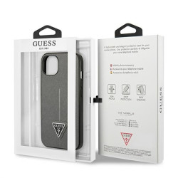 Guess GUHCP13MPSATLG Saffiano Triangle Logo Hardcase for iPhone 13/14/15 6,1" / silver