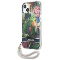 Guess GUHCP13SHFLSB Flower Strap Hardcase for iPhone 13 mini 5,4" / blue