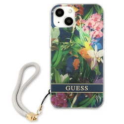 Guess GUHCP13SHFLSB Flower Strap Hardcase for iPhone 13 mini 5,4" / blue