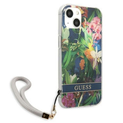 Guess GUHCP13SHFLSB Flower Strap Hardcase for iPhone 13 mini 5,4" / blue