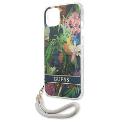 Guess GUHCP13SHFLSB Flower Strap Hardcase for iPhone 13 mini 5,4" / blue