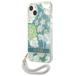 Guess GUHCP13SHFLSN Flower Strap Hardcase for iPhone 13 mini 5,4" / green