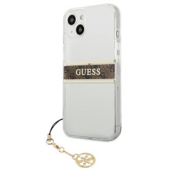 Guess GUHCP13SKB4GBR Transparent hardcase 4G for iPhone 13 mini 5,4" Brown Strap Charm
