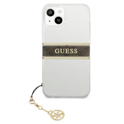 Guess GUHCP13SKB4GBR Transparent hardcase 4G for iPhone 13 mini 5,4" Brown Strap Charm