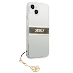Guess GUHCP13SKB4GBR Transparent hardcase 4G for iPhone 13 mini 5,4" Brown Strap Charm
