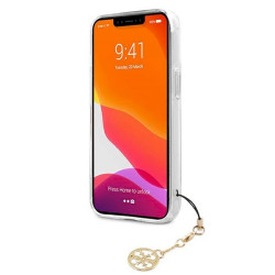 Guess GUHCP13SKB4GBR Transparent hardcase 4G for iPhone 13 mini 5,4" Brown Strap Charm