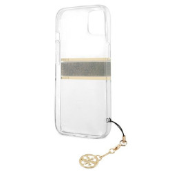 Guess GUHCP13SKB4GBR Transparent hardcase 4G for iPhone 13 mini 5,4" Brown Strap Charm