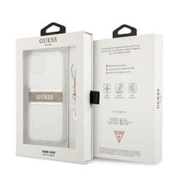 Guess GUHCP13SKB4GBR Transparent hardcase 4G for iPhone 13 mini 5,4" Brown Strap Charm