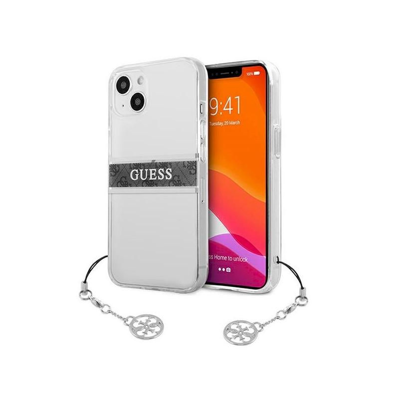 Guess GUHCP13SKB4GGR Hardcase 4G for iPhone 13 mini 5,4" / transparent grey