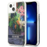 Guess GUHCP13SLFLSB Flower Liquid Glitter Hardcase for iPhone 13 mini 5,4" / blue
