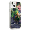 Guess GUHCP13SLFLSB Flower Liquid Glitter Hardcase for iPhone 13 mini 5,4" / blue