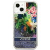 Guess GUHCP13SLFLSB Flower Liquid Glitter Hardcase for iPhone 13 mini 5,4" / blue