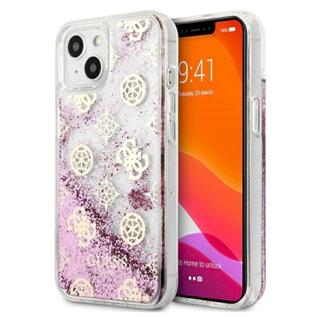 Guess GUHCP13SLGPEPI Peony Liquid Glitter Hardcase for iPhone 13 mini 5,4" / pink