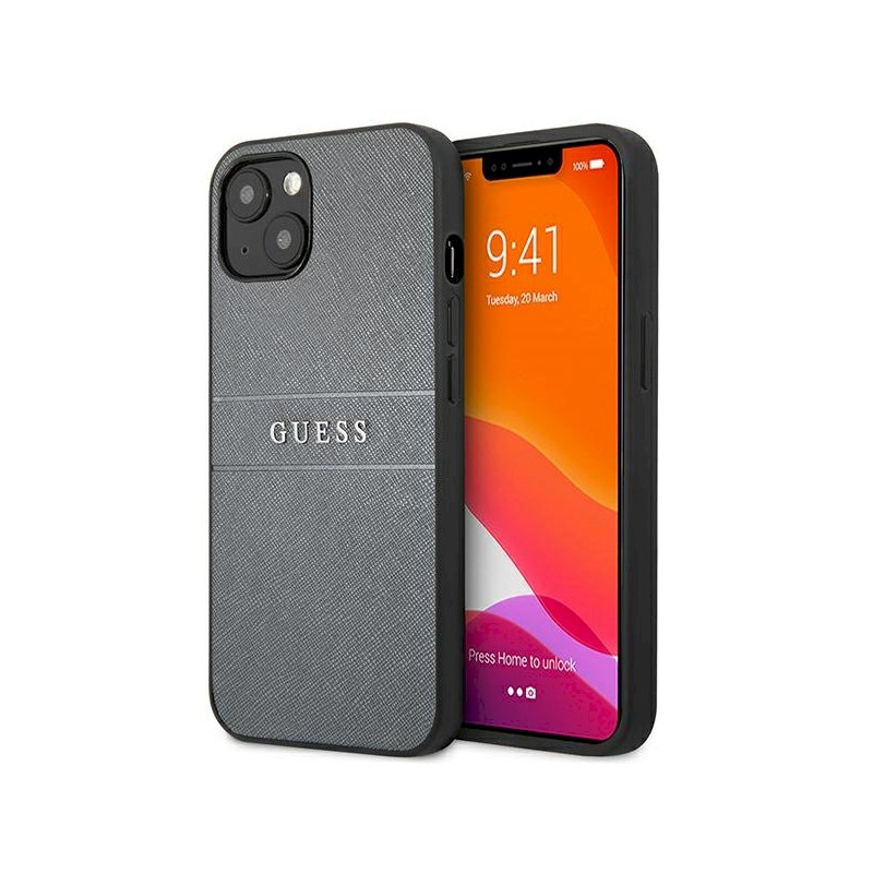 Guess GUHCP13SPSASBGR Saffiano Strap for iPhone 13 mini 5,4" / grey