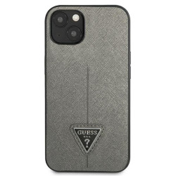 Guess GUHCP13SPSATLG Saffiano Triangle Logo Hardcase for iPhone 13 mini 5,4" / silver