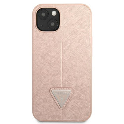 Guess GUHCP13SPSATLP Saffiano Triangle Logo Hardcase for iPhone 13 mini 5,4" / pink