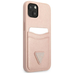 Guess GUHCP13SPSATPP Saffiano Triangle Logo Cardslot Hardcase for iPhone 13 mini 5,4" / pink